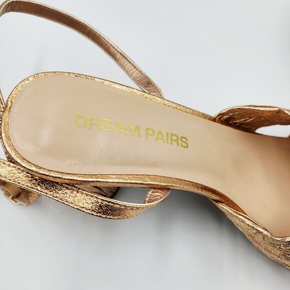 DREAM PAIRS Bow Knot Champaign Pink Ankle Strap Heeled Sandals Women's Size 9 - Picture 9 of 12